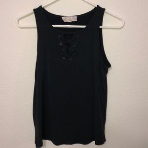 black tank top with front crossed
